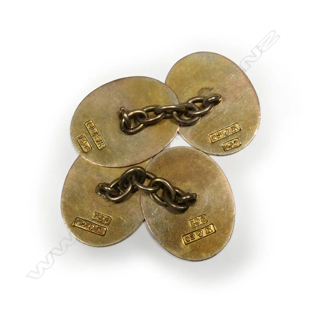 c1900 Nashelski & Co. pair of 9ct gold cuff links, Image 1++